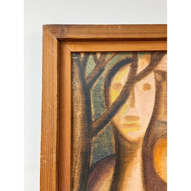 Mid 20th Century Brutalist Figurative Oil Painting Signed Simon 1970 Postmodern Figures Art For Sale - Image 5 of 9