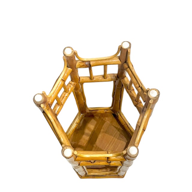 Vintage Hexagonal Bamboo Plant Stand Table For Sale - Image 11 of 12