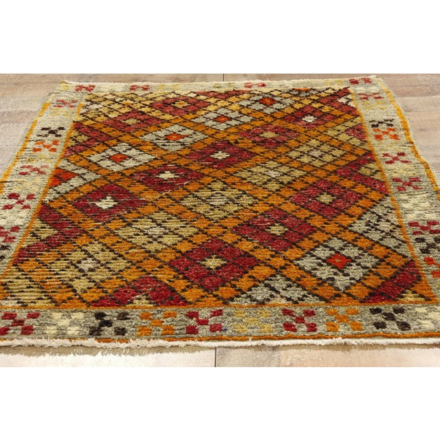 Orange Vintage Turkish Oushak Rug - 03'04 X 04'10 For Sale - Image 8 of 9