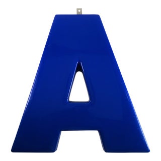 Vintage Industrial Blue Auto "A" Sign For Sale