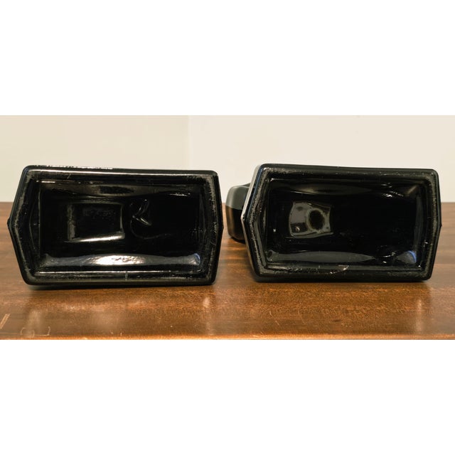 l.e.. Smith Black Amethyst Glass Rearing Horse Figurines – Mid 20th Century Pair For Sale - Image 11 of 11