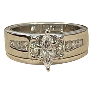 Approximately 0.75 Carat Diamond Engagement Ring/Band 14 Karat White Gold For Sale