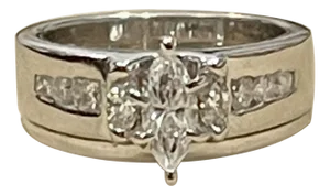 Approximately 0.75 Carat Diamond Engagement Ring/Band 14 Karat White Gold