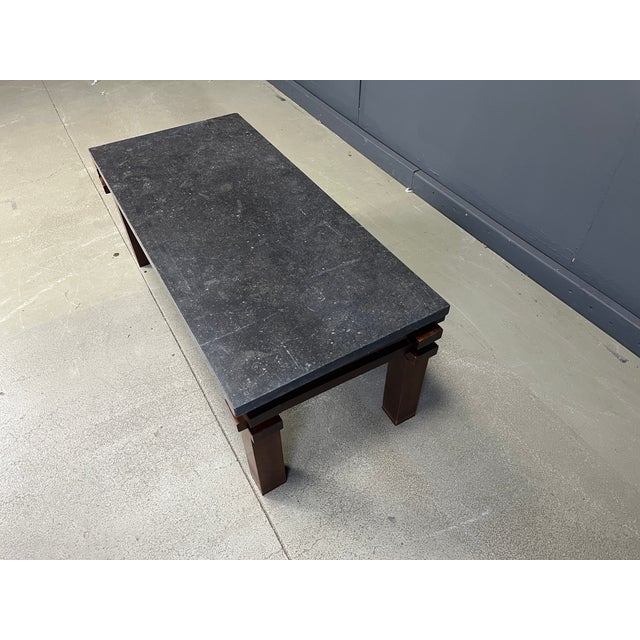 Vintage Wooden and Stone Top Coffee Table, 1970s For Sale - Image 9 of 10