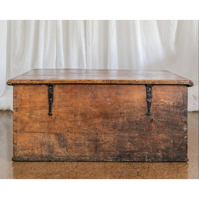 Antique Hand Painted Chest in Warm Ochre, Dated 1896 For Sale - Image 6 of 7