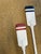 Pair of vintage Nautical style hand carved wood, white blue and red painted, canoe paddle wall decorative hangings.