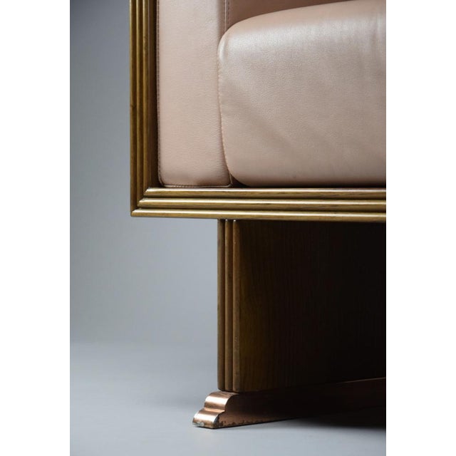 1980s Postmodern Neo Eclectic Wood and Leather Lounge Chair from Busnelli, 1983 For Sale - Image 5 of 15