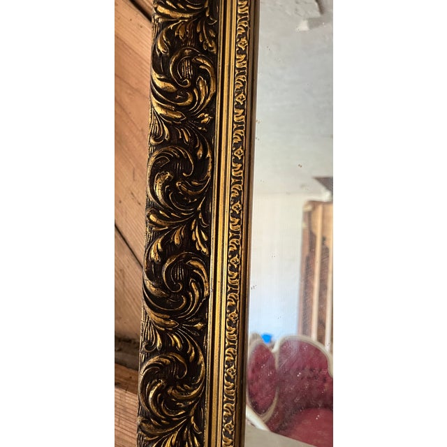 Wood Mid 20th Century Large Baroque-Style Carved Gilt Wood Mirror — Dense Acanthus Scrollwork Frame For Sale - Image 7 of 9