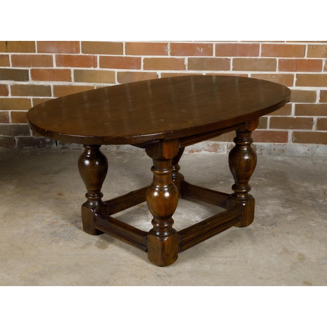 18th Century Georgian English Pine Table with Oval Top and Turned Legs For Sale - Image 12 of 12