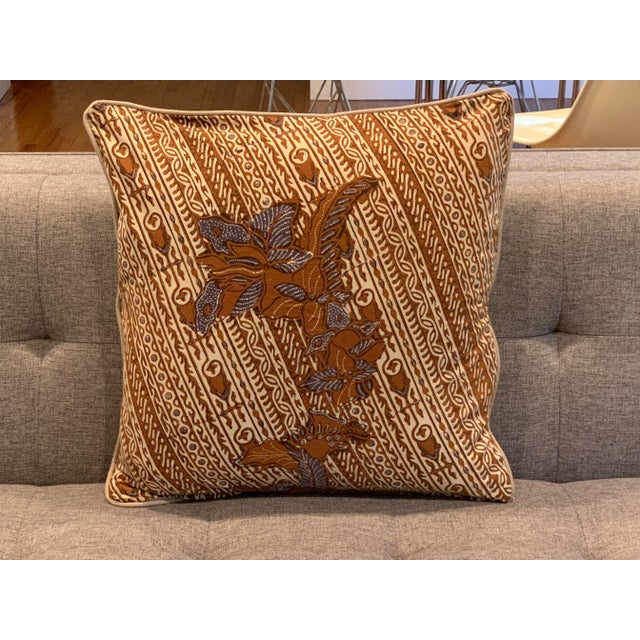 This is one of 4 designs of pillows, newly constructed from vintage Indonesian Batik sarong fabric from the 1960s. The...