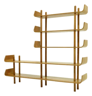 Large Birch Bookcase Shelving Unit by Willem Lutjens for Gouda den Boer, 1950s