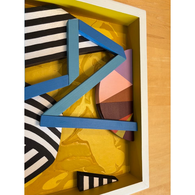 Wood Original 3-D Assemblage Art Piece Entitled "Blue Ribbon" by Angela Chrusciaki Blehm For Sale - Image 7 of 9