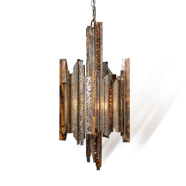 Vintage 20th Century Brutalist Italian Pendant Light by Albano Poli for Poliarte, 1970a For Sale - Image 16 of 16