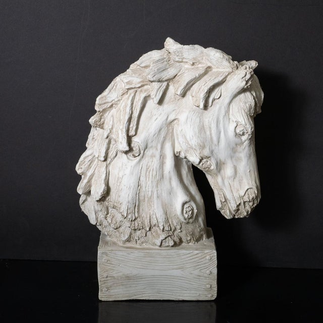 Composition Faux Wood Horse Head Sculpture For Sale - Image 4 of 12