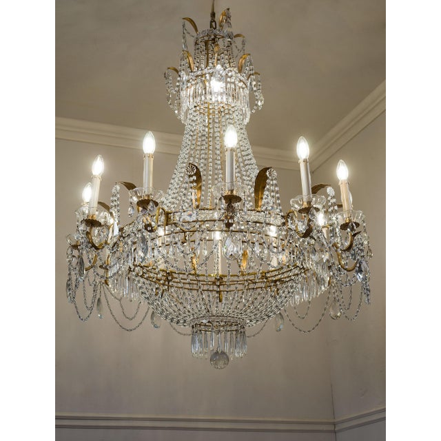 Large Empire Crystal Hot Air Balloon Chandelier, Italy, 1940s For Sale - Image 17 of 18