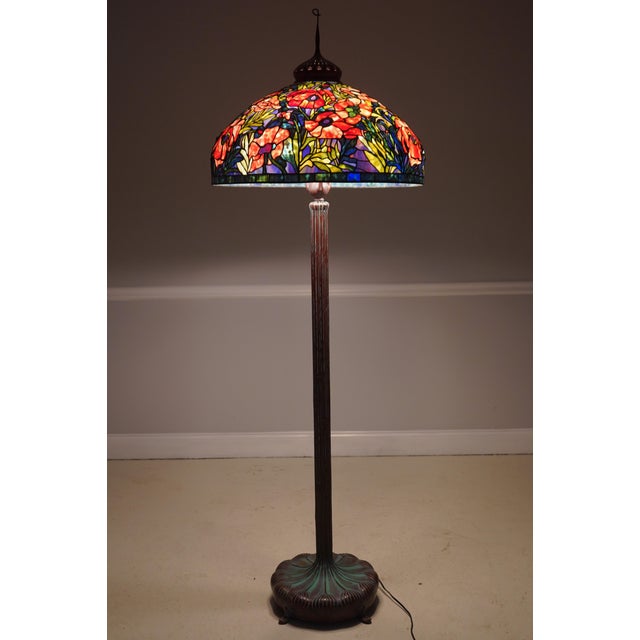 Louis Comfort Tiffany Style Oriental Poppy Floor Lamp For Sale - Image 12 of 15