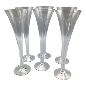 Vintage Carol Little Homes Trumpet Champagne Glasses-Set of 6
