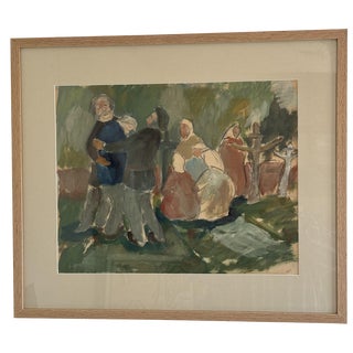 Funeral Scene, 1939, Gouache on Paper, Framed For Sale