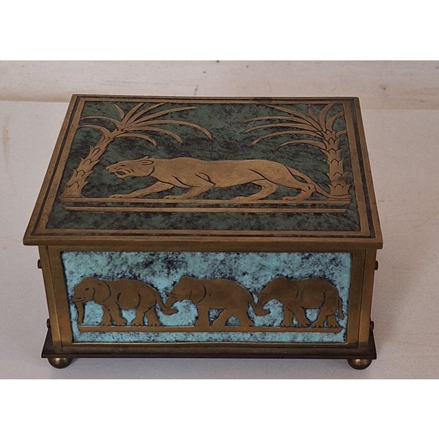 Gold Art Deco Brass Lidded Box with Polished African Motifs, 1930s For Sale - Image 8 of 8