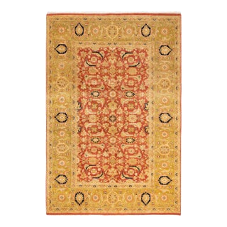 Mogul, One-of-a-Kind Hand-Knotted Area Rug - Orange, 6' 1" x 9' 0" For Sale
