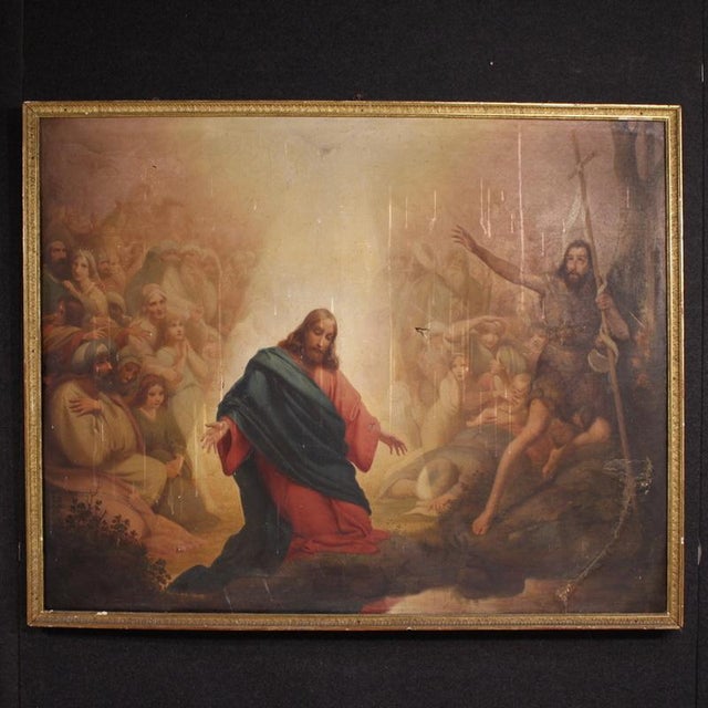 Italian School, The Baptism of Jesus, 1870, Oil on Canvas For Sale - Image 15 of 15