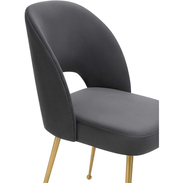 Swell Dark Grey Velvet Chair For Sale - Image 4 of 7