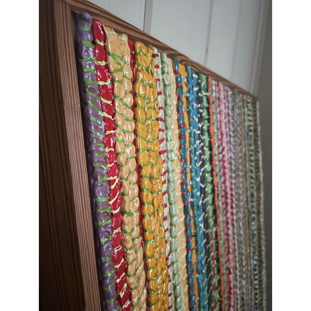 Pair of Unique, Original Rag Rug Paintings on Wood by Artist Julian Helms of Selma, Alabama For Sale - Image 4 of 8