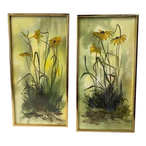 Black Eye Susan Watercolor Pair by Dale Kurtz