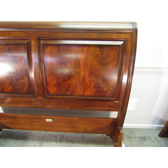 Wood Ethan Allen Solid Mahogany Queen Size Sleigh Bed For Sale - Image 7 of 11