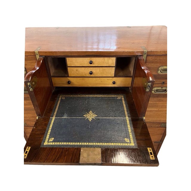 Brown 19th Century English Mahogany Campaign Secretary Chest For Sale - Image 8 of 15