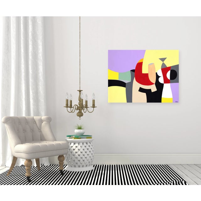 Textile Intesa 1 - Abstract Vibrant Colorful Geometric Art on Canvas Original Artwork by Federico Pinto Schmid For Sale - Image 7 of 9