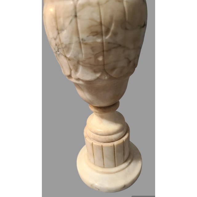 Antique Neo-Classical Urn Hand Carved Marble Made in Italy Boudoir Table Lamp For Sale - Image 4 of 7
