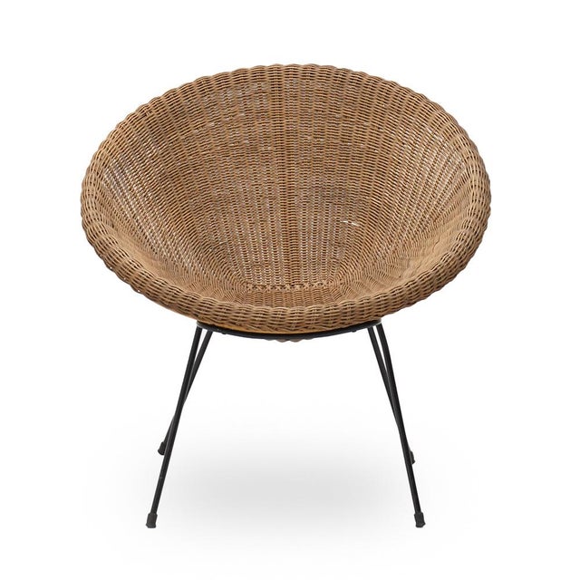 Woven Rattan Armchair, 1950s For Sale - Image 6 of 14