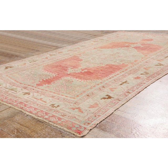 Red Vintage Turkish Oushak Rug, 04'04 X 08'01 For Sale - Image 8 of 10