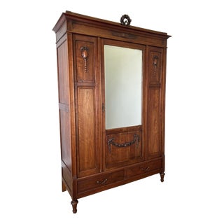 Antique French Walnut Wardrobe For Sale