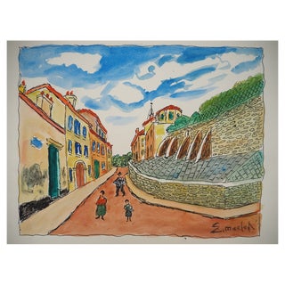 Elisée Maclet, The Ramparts, Watercolor, Early 20th Century For Sale