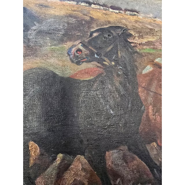 Antique Signed Painting Horses Running From Storm For Sale In Boston - Image 6 of 11
