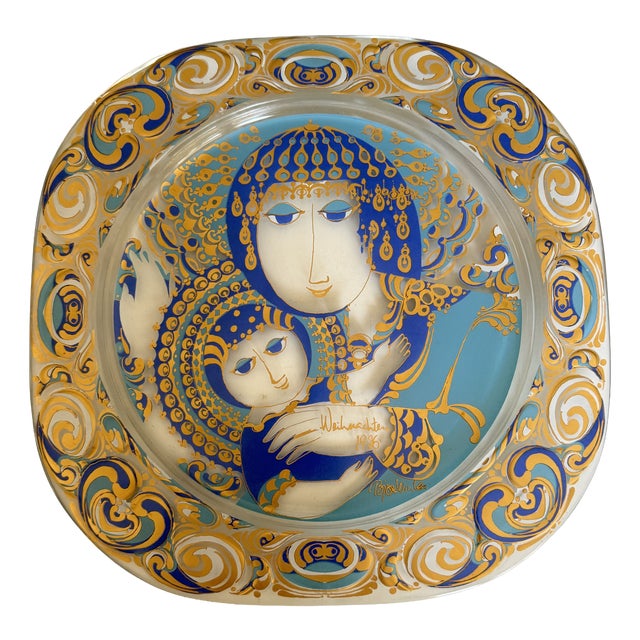 Christmas Plate with Angel and Trumpet in Glass by Björn Wiinblad for Rosenthal Studio Line, 1976 For Sale