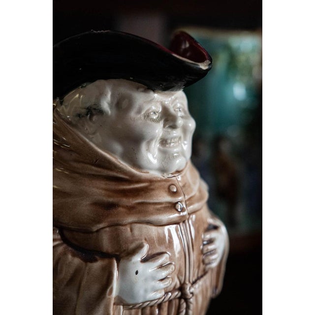 Antique Laughing Monk Majolica Pitcher from Onnaing, 1890s For Sale - Image 3 of 14