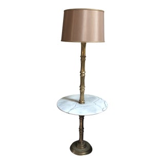 Brass and Marble Bamboo Table Floor Lamp For Sale