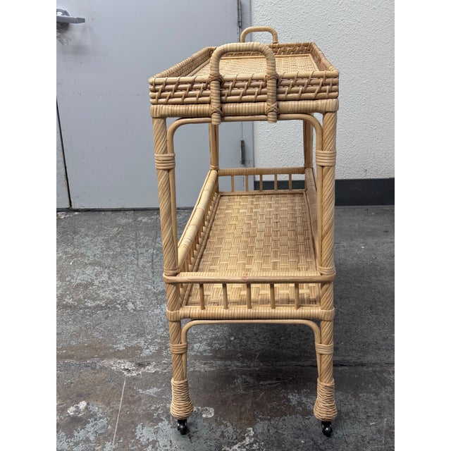 Serena & Lily South Seas Rattan Bar Cart, Natural For Sale - Image 12 of 12