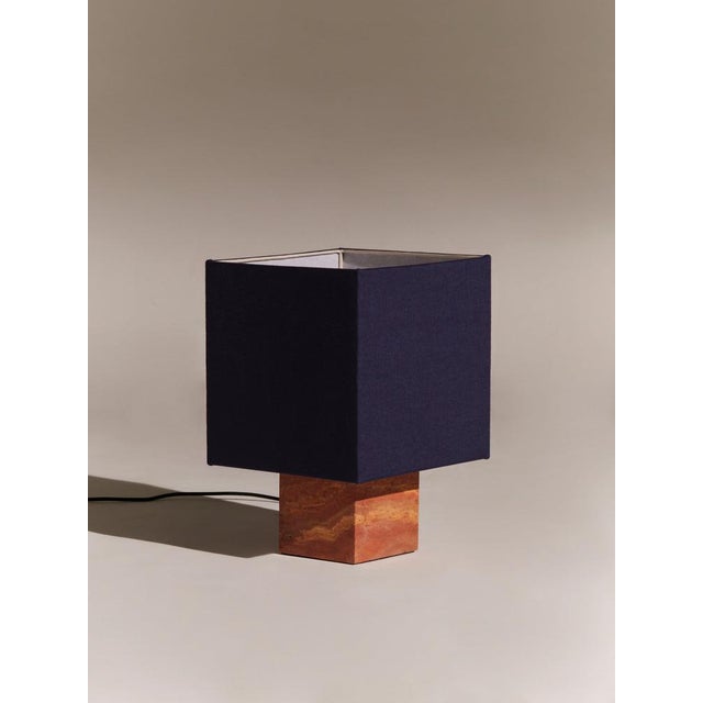 Red Travertine Small Roma 1 Square Table Lamp by Nassi For Sale - Image 11 of 11