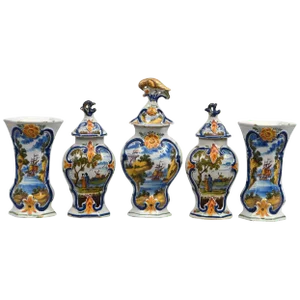 Dutch Delft Assembled Garniture Set, 18th Century