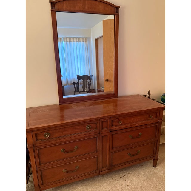Drexel Mid Century Modern Maoghany Lowboy Dresser With Matching Mirror and Hidden Compartment For Sale In Pittsburgh - Image 6 of 11