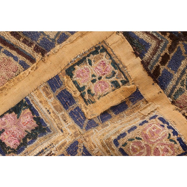 Textile Doris Leslie Blau Vintage American Hooked Geometric Warm Tan Rug Patchwork For Sale - Image 7 of 8