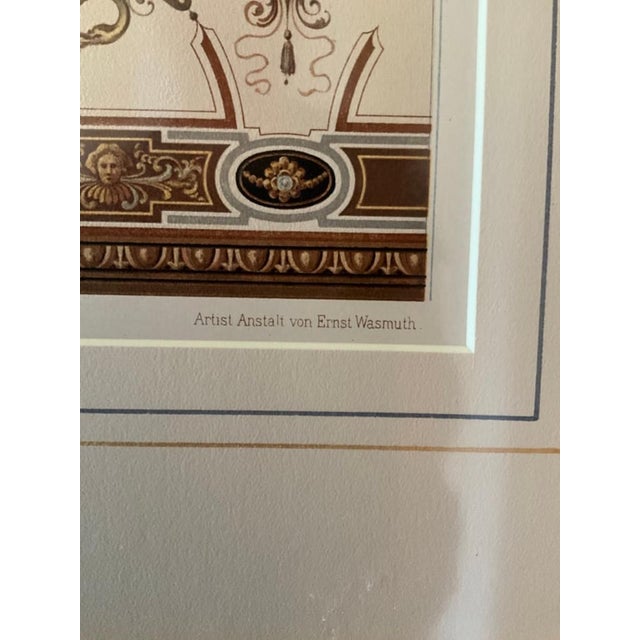 Early 20th Century Antique German Chromolithographs by Ernst Wasmuth, Uffizi Ornament Plates in Gilt Frames - a Pair For Sale - Image 5 of 9