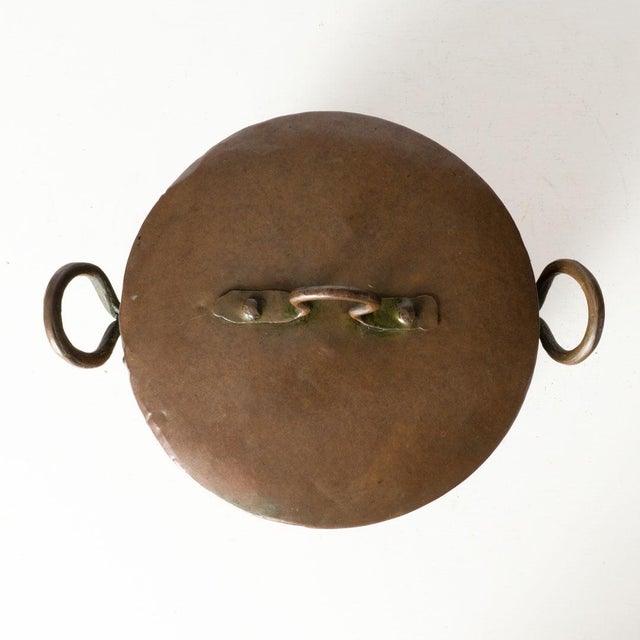 Rustic Hand Wrought Copper Double Handle Pot For Sale - Image 3 of 7