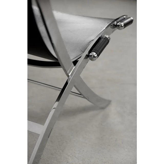 Vintage Italian Minimalist Leather Chair, 1980s For Sale - Image 14 of 18