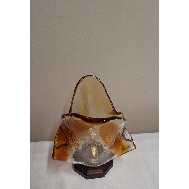 Vintage Table Lamp with Shaped Murano Glass Shade, 1970s For Sale - Image 4 of 7