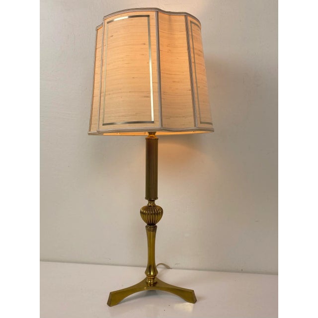 Metal French Brass Tripod Table Lamp, 1950s For Sale - Image 7 of 11